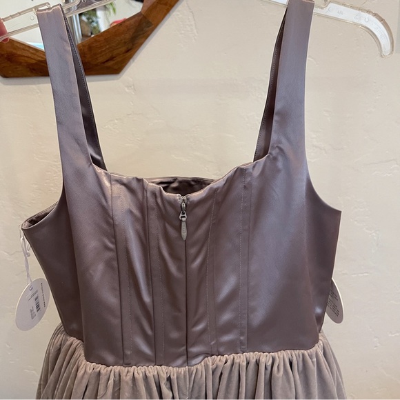 STAUD Landscape Dress corset dress silver tulle dress size 14 large - Picture 13 of 16